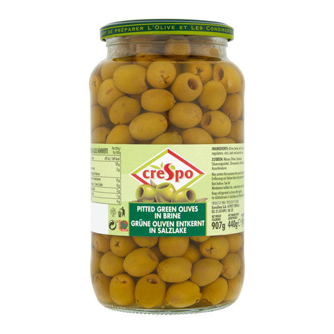 Crespo Pitted Green Olives in Brine 907g