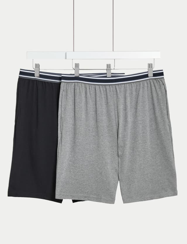 M&S COLLECTION 2pk Pure Cotton Pyjama Shorts