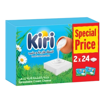 Kiri Spreadable Cream Cheese Squares,24 portions x 2 packs,48 portions, 864g