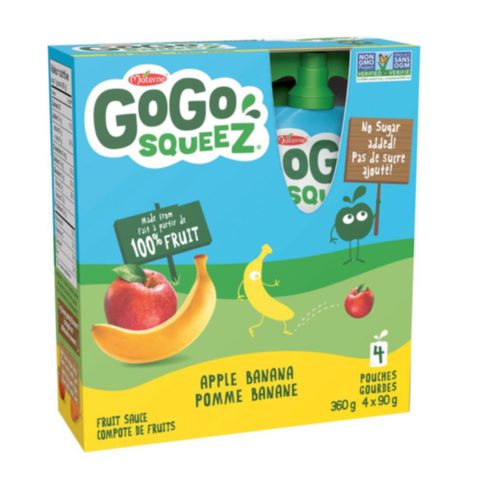 Materne Gogo Squeez Apple Banana Fruit Snack 90g x Pack of 4
