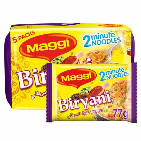 Nestle Maggi 2 Minutes Biryani Flavour Noodles 77g x Pack of 5