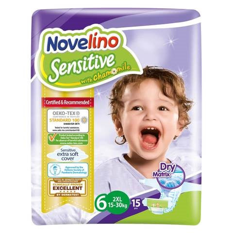 Novelino Sensitive Baby Diapers Size 6 2XL 15-30kg 15 Counts
