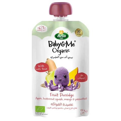 Arla Baby & Me Organic Fruit Porridge Apple Butternut Squash Mango & Passionfruit 120g
