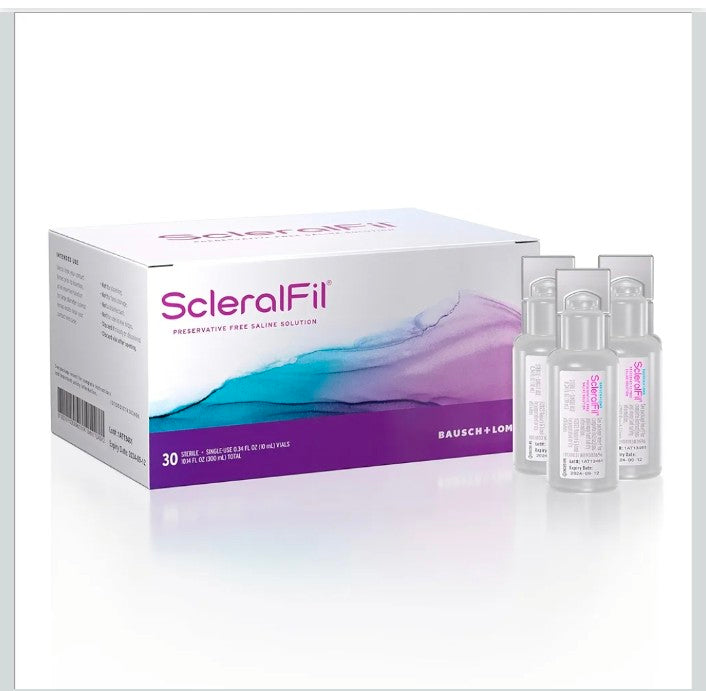 ScleralFil Preservative Free Saline Solution for Scleral, Soft, & Rigid Gas Permeable Lenses, Buffered Isotonic Rinsing & Insertion Solution, Travel Friendly Single-Use Vials, 0.34 Fl Oz (Pack of 30)