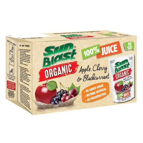 Sun Blast Organic Apple, Cherry and Blackcurrant Juice 200ml x Pack of 10