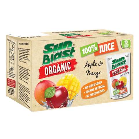 Sun Blast Organic Apple and Mango Juice 200ml x Pack of 10
