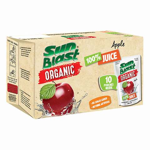 SunBlast Organic Apple Juice 200ml x Pack of 10