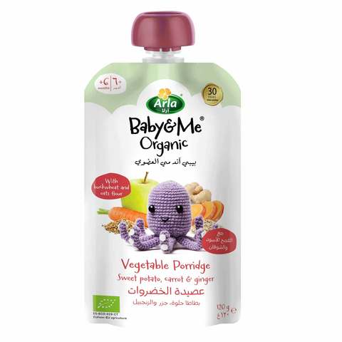 Arla Baby & Me Organic Vegetable Porridge Sweet Potato Carrot & Ginger Juice 120g
